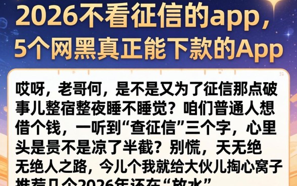 2026不看征信的app，详细阐述5个网黑真正能下款的app