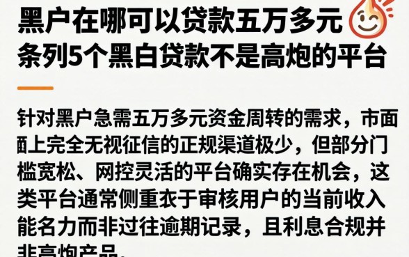 黑户在哪可以贷款五万多元，条列5个黑白贷款不是高炮的平台