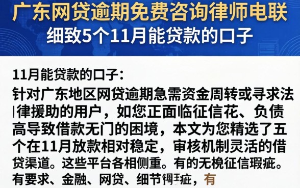 广东网贷逾期免费咨询律师电联，细致阐述5个11月能贷款的口子