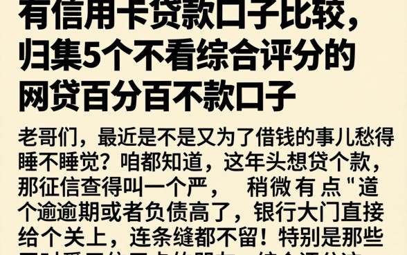 有信用卡贷款口子比较，归集5个不看综合评分的网贷百分百下款口子