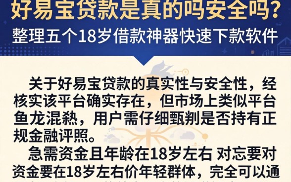 好易宝贷款是真的吗安全吗，整理五个18岁借款神器快速下款软件
