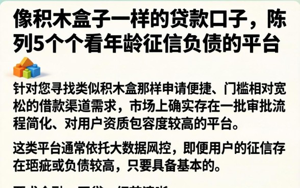 像积木盒子一样的贷款口子,陈列5个不看年龄征信负债的平台