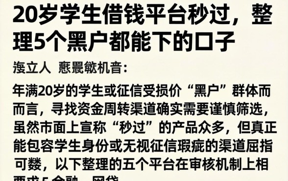 20岁学生借钱平台秒过，整理5个黑户都能下的口子