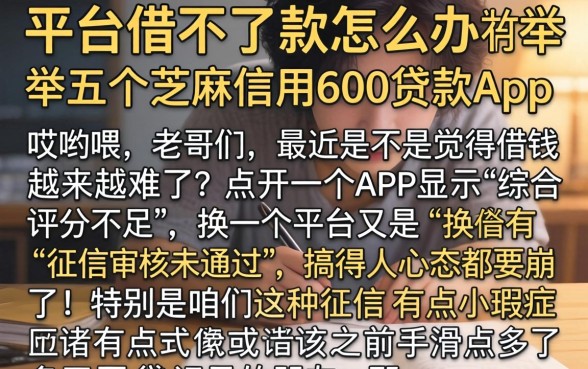 平台借不了款怎么办，枚举五个芝麻信用600贷款app