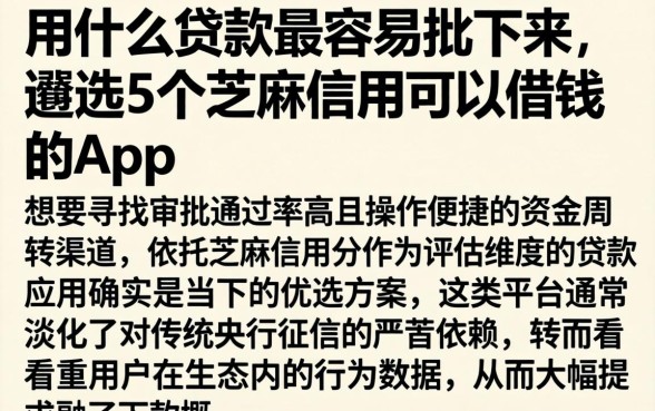 用什么贷款最容易批下来,遴选5个芝麻信用可以借钱的app