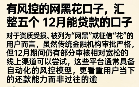 有风控的网黑花口子，汇整五个12月能贷款的口子