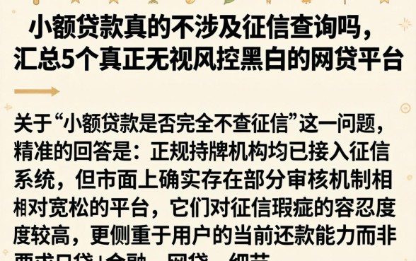 小额贷款真的不涉及征信查询吗，汇总5个真正无视风控黑白的网贷平台