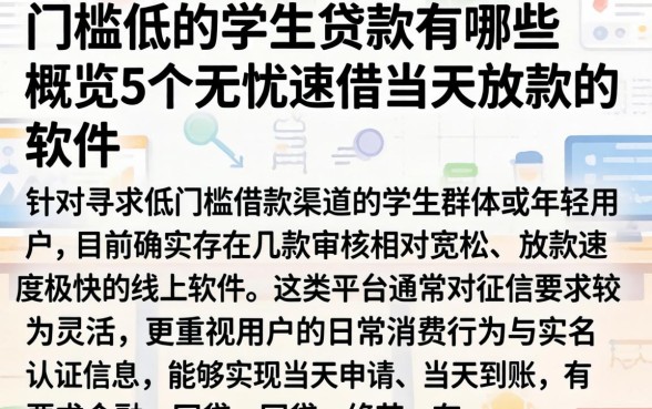 门槛低的学生贷款有哪些,概览5个无忧速借当天放款的软件