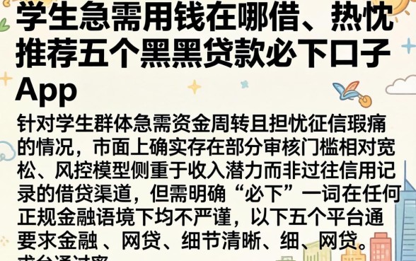 学生急需用钱在哪借，热忱推荐五个黑户贷款必下口子app