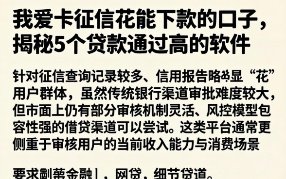 我爱卡征信花能下款的口子,揭秘5个贷款通过高的软件
