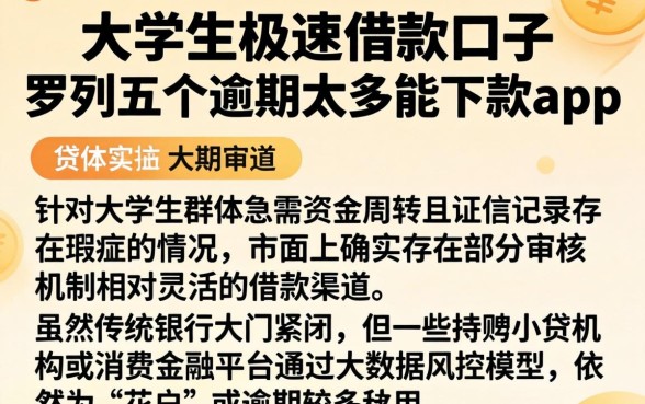 大学生极速借款口子,罗列五个逾期太多能下款app