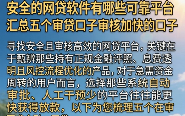 安全的网贷软件有哪些可靠平台，汇总五个审贷口子审核加快的口子