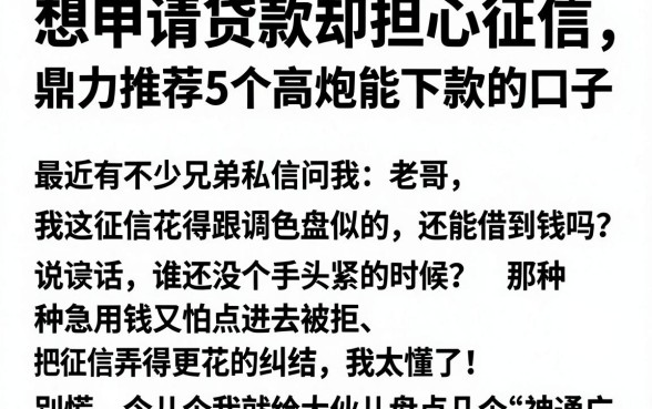 想申请贷款却担心征信，鼎力推荐5个高炮能下款的口子