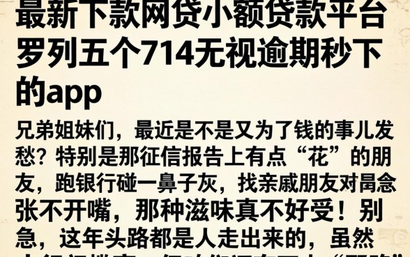 最新下款的网贷小额贷款平台,罗列五个714无视逾期秒下的app