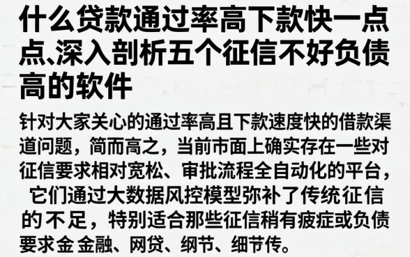 什么贷款通过率高下款快一点,深入剖析五个征信不好负债高的软件