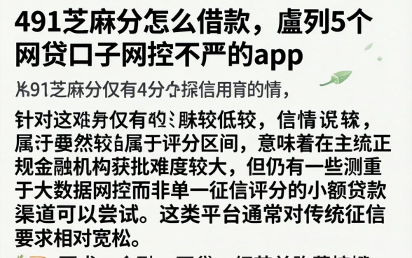491芝麻分怎么借款，胪列5个网贷口子风控不严的app
