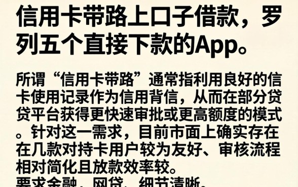 信用卡带路的口子借款，罗列五个直接下款的app