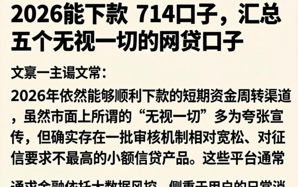 2026能下款的714口子，汇总五个无视一切的网贷口子