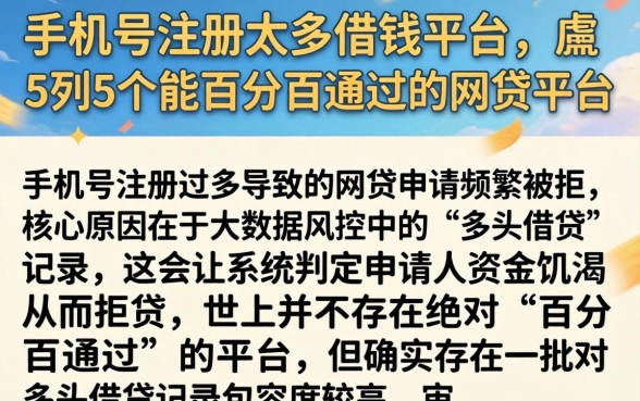 手机号注册太多借钱平台，胪列5个能百分百通过的网贷平台