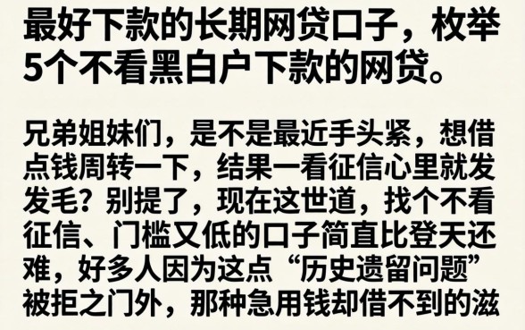 最好下款的长期网贷口子,枚举5个不看黑白户下款的网贷