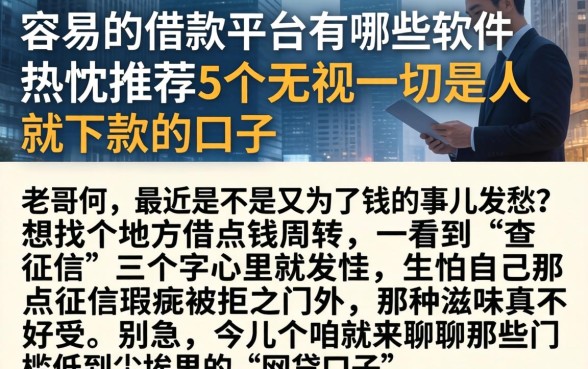 容易的借款平台有哪些软件，热忱推荐5个无视一切是人就下款的口子