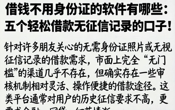 借钱不用身份证的软件有哪些，详细阐述五个轻松借款无征信记录的口子