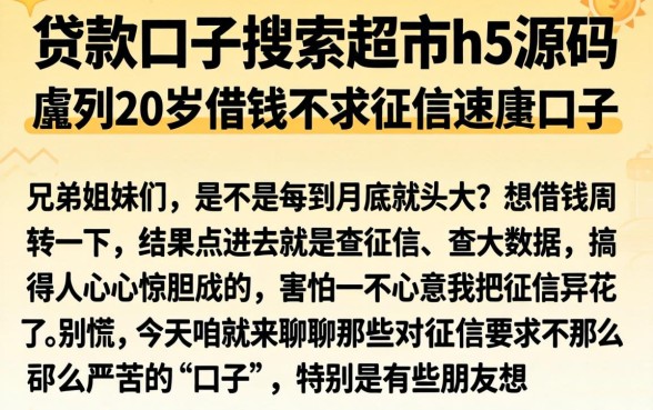 贷款口子搜索超市h5源码，胪列五个20岁借钱不求征信速借口子