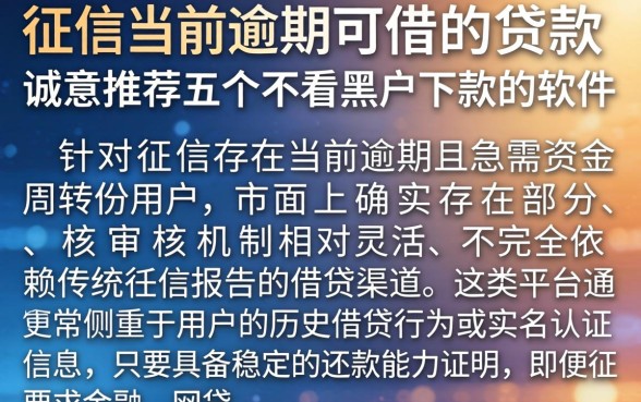 征信当前逾期可借的贷款,诚意推荐五个不看黑户下款的软件