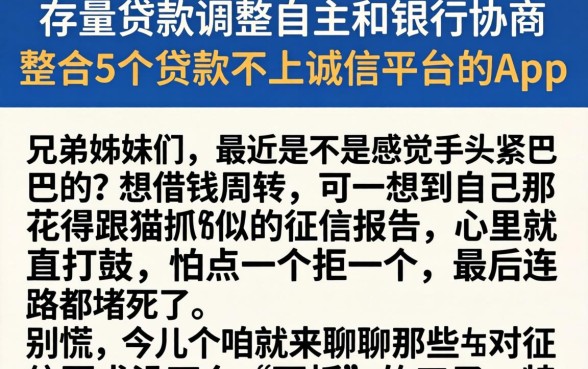 存量贷款调整自主和银行协商，整合5个贷款不上诚信平台的app