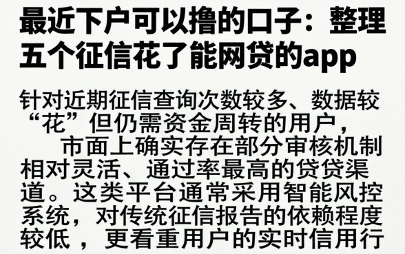 最近下户可以撸的口子，整理五个征信花了能网贷的app