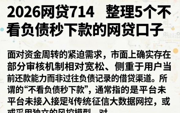 2026网贷714,整理5个不看负债秒下款的网贷口子