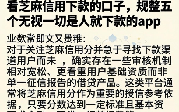 看芝麻信用下款的口子，规整五个无视一切是人就下款的app