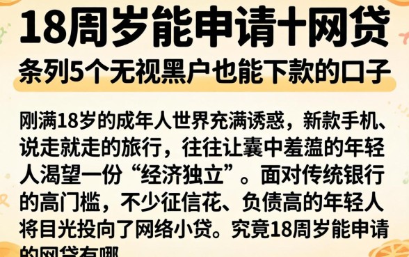 18周岁能申请的网贷，条列5个无视黑户也能下款的口子