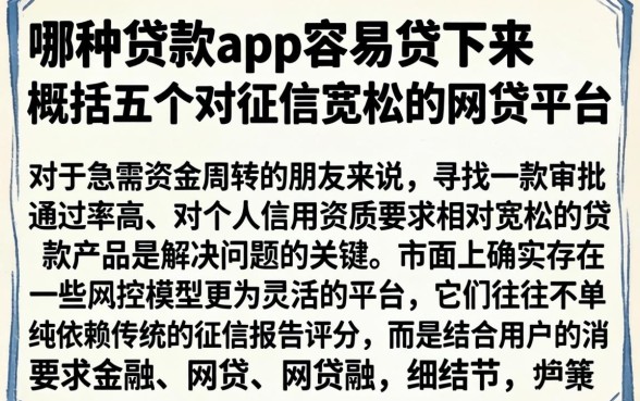 哪种贷款app容易贷下来，概括五个对征信宽松的网贷平台