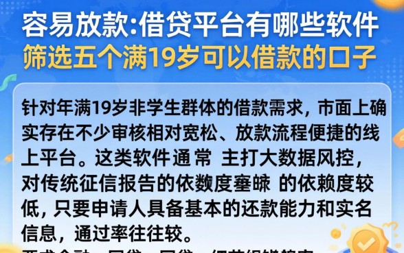 容易放款的借贷平台有哪些软件，筛选五个满19岁可以借款的口子