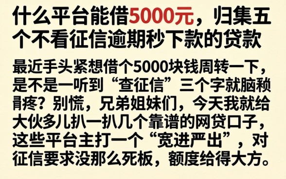 什么平台能借5000元，归集五个不看征信逾期秒下款的贷款