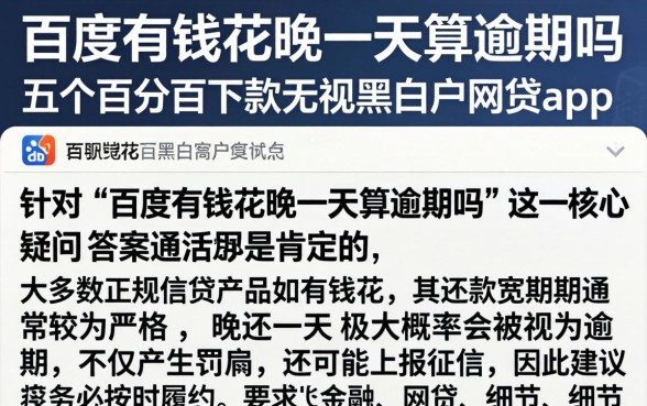 百度有钱花晚一天算逾期吗，详细阐述五个百分百下款无视黑白户网贷app