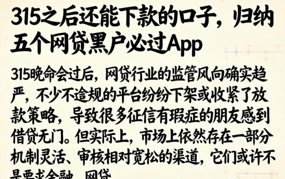 315之后还能下款的口子,归纳五个网贷黑户必过app
