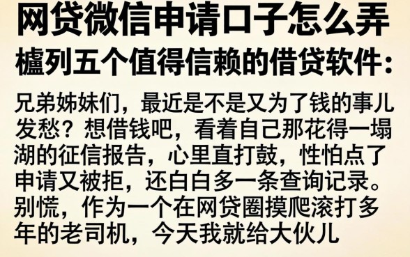 网贷微信申请口子怎么弄，胪列五个值得信赖的借贷软件