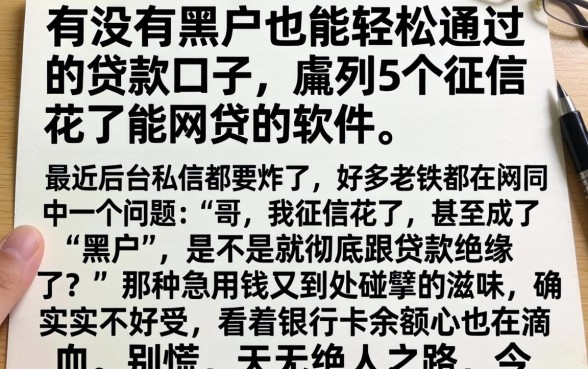 有没有黑户也能轻松通过的贷款口子，胪列5个征信花了能网贷的软件