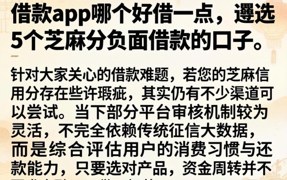 借款app哪个好借一点，遴选5个芝麻分负面借款的口子