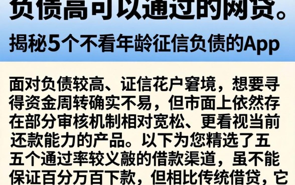 负债高可以通过的网贷，揭秘5个不看年龄征信负债的app