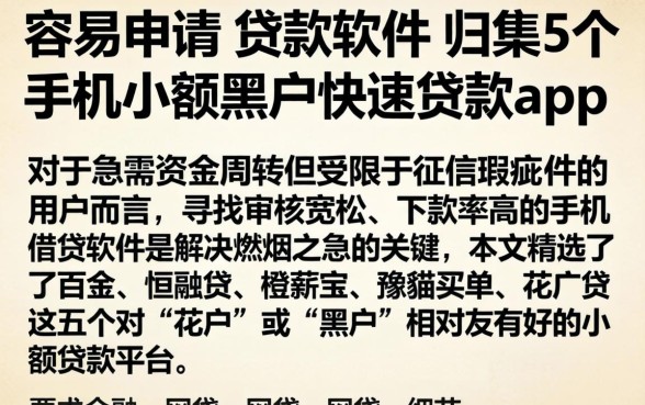 容易申请的贷款软件,归集5个手机小额黑户快速贷款app
