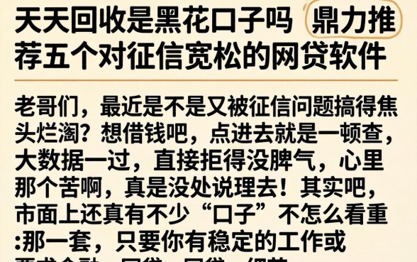天天回收是黑花口子吗，鼎力推荐五个对征信宽松的网贷软件