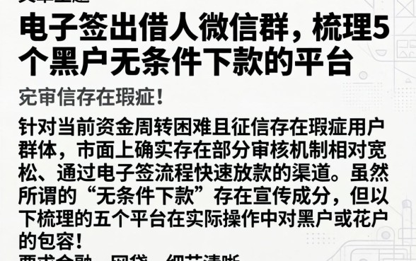 电子签出借人微信群，梳理5个黑户无条件下款的平台