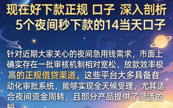 现在好下款正规的口子,深入剖析5个夜间秒下款的14天口子