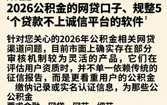 2026公积金的网贷口子，规整5个贷款不上诚信平台的软件
