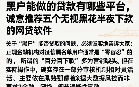 黑户能做的贷款有哪些平台,诚意推荐五个无视黑花半夜下款的网贷软件