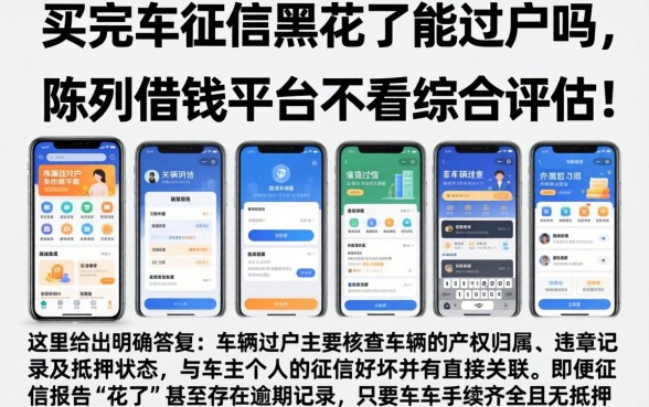 买完车征信黑花了能过户吗，陈列五个借钱平台不看综合评估的软件