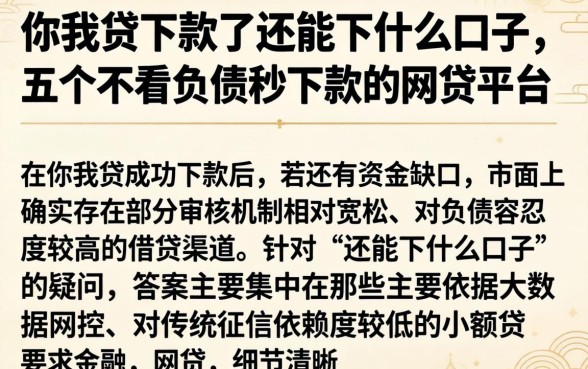 你我贷下款了还能下什么口子，详尽说明五个不看负债秒下款的网贷平台